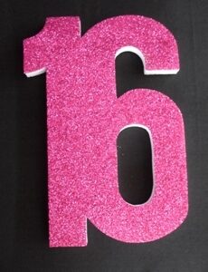 Number 16 Polystyrene - Pink 30cm