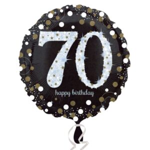 Black and Silver 70th Foil Balloon