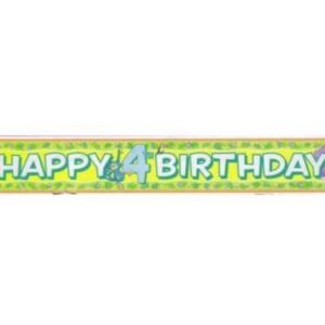 4th Happy Birthday Jungle Animals Banner