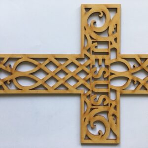 Cross with Jesus word - Wood