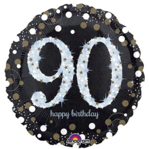 Black and Silver 90th Foil Balloon