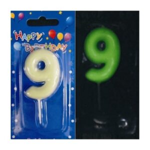 Glow in the Dark Number 9 Candle