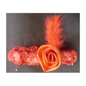 Red Headband with Rose and Feather (Small)