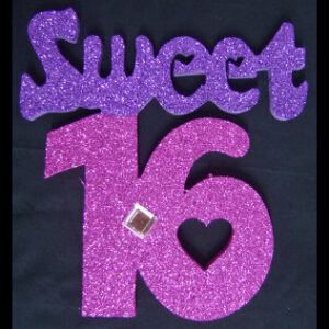 Sweet 16 Poly - Pink and Purple with Gem