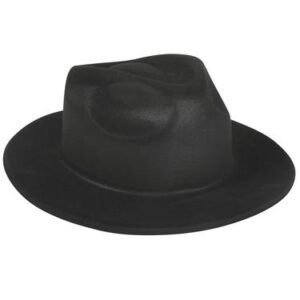 Trilby Hat - Flocked Plastic - Black
